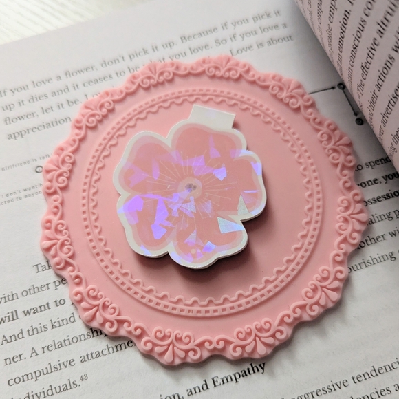 Magnetic Bookmark Holographic Flower Pink Reading Book Lover Bookish Books - Picture 1 of 5